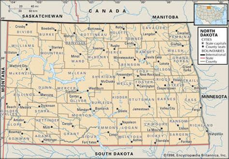 Stock Illustration - Map of the state of North Dakota showing counties ...