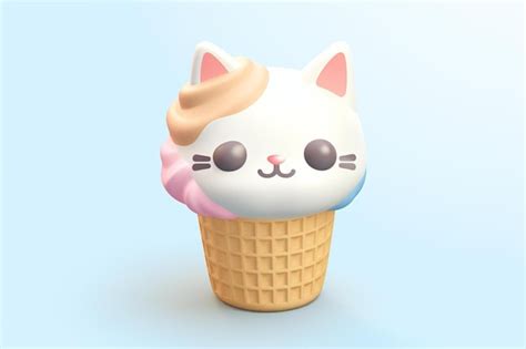 Premium AI Image | a hello kitty ice cream cone with a cat on the top.