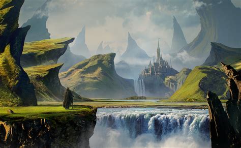 Gothic Pilgrim's Castle - HD Fantasy Landscape Wallpaper by Soroka Alexej