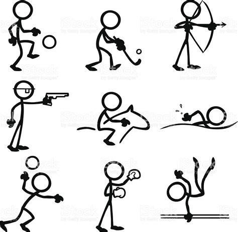 Stickfigures doing a variety of sporting activities. | Stick drawings ...