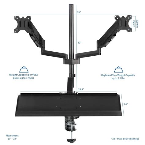 VIVO Black Sit-to-Stand Dual Monitor Desk Mount Workstation, STAND-SIT2B, UpliftOffice.com ...