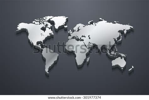 3d Metallic Silver World Map Eps10 Stock Vector (Royalty Free) 301977374 | Shutterstock