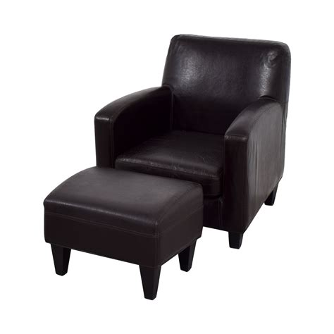 52% OFF - IKEA IKEA Bonded Brown Leather Chair and Ottoman / Chairs