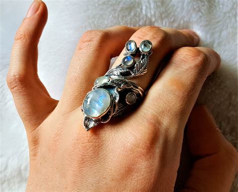 925 Sterling Silver Genuine Moonstone Gemstone Unique bouquet ...