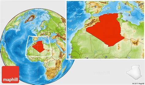 Physical Location Map of Algeria