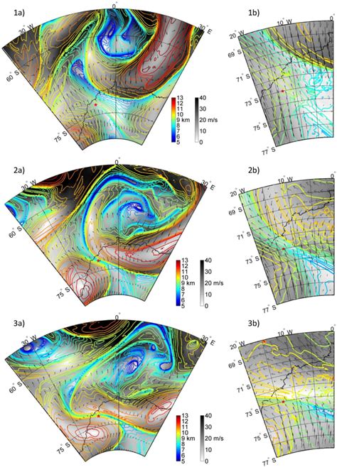 Tropopause maps – height (km), wind speed (m s −1 ) and wind direction ...