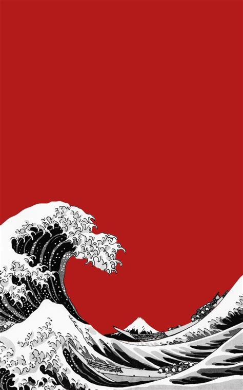 The Great Wave Off Kanagawa black and red | Uicideboy wallpaper ...