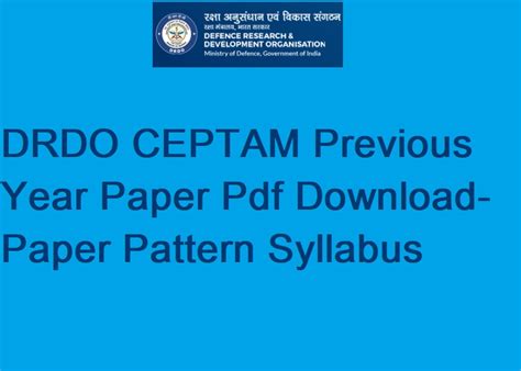 DRDO CEPTAM previous year paper pdf download-pattern syllabus