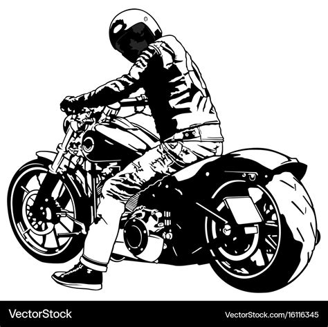 Harley davidson and rider Royalty Free Vector Image