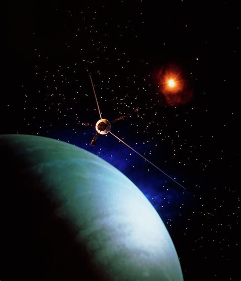 Voyager 2 & Neptune Photograph by Seth Shostak/science Photo Library