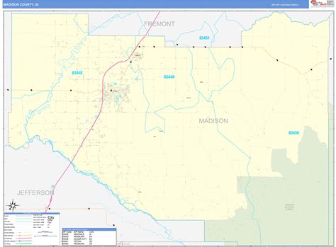 Madison County, ID Zip Code Wall Map Basic Style by MarketMAPS ...