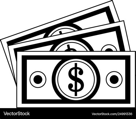 Cash money cartoon isolated in black and white Vector Image