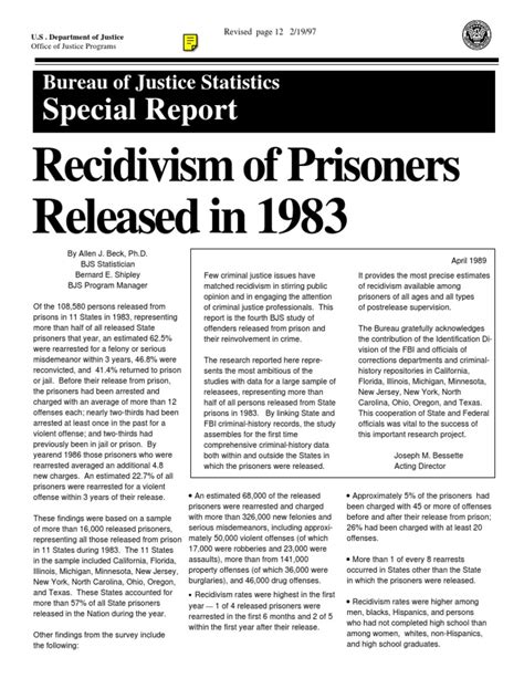 Recidivism of Prisoners | PDF | Uniform Crime Reports | Recidivism