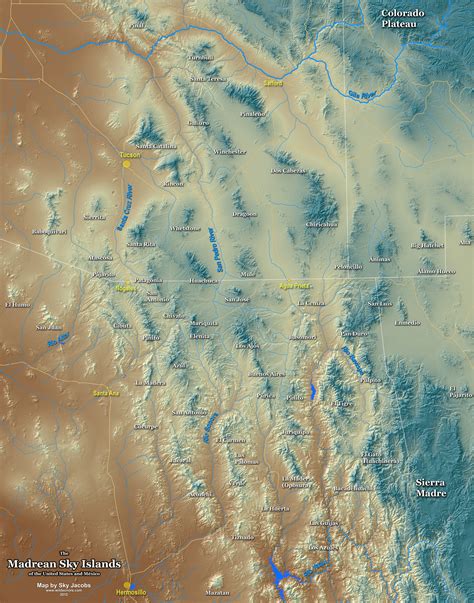 Map of the Sky Island region of Arizona, Sonora, New Mexico, and ...