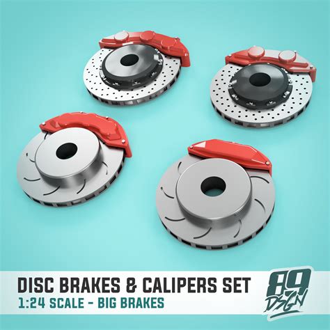 STL file Disc brakes set for 1:24 scalemodel cars - 4 disc & 4 calipers 🏎️・3D print design to ...