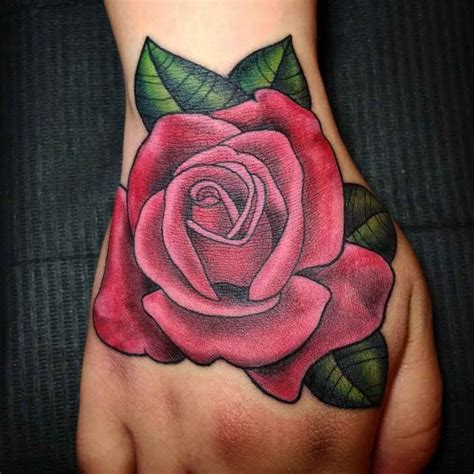 Pink Rose Tattoo on Hand | Best Tattoo Ideas Gallery