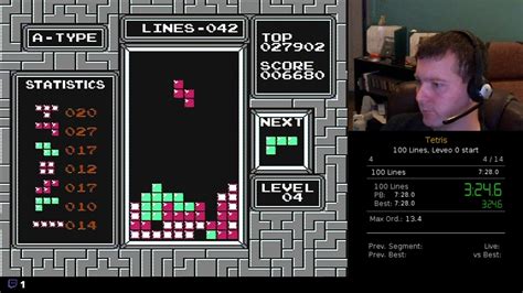 NES Tetris Speedrun - 100 Lines, Level 0 start - YouTube