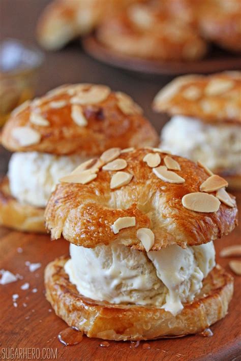 Croissant Salted Honey Ice Cream Sandwiches - SugarHero