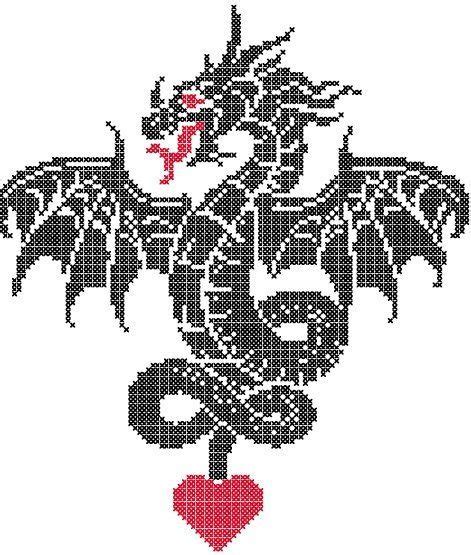 Black Dragon Counted Cross Stitch Chart for Digital Download. | Etsy | Dragon cross stitch ...