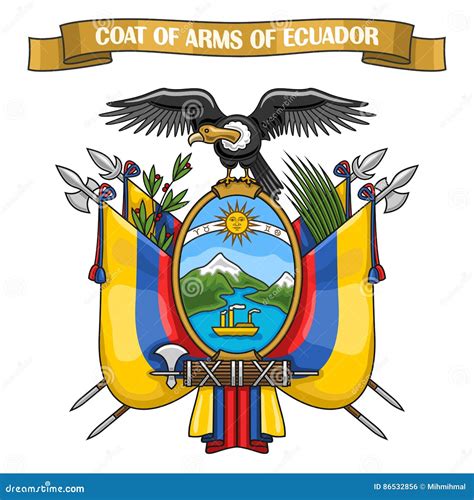 Vector Illustration on Theme Ecuadorian Coat of Arms Stock Vector - Illustration of liberty ...