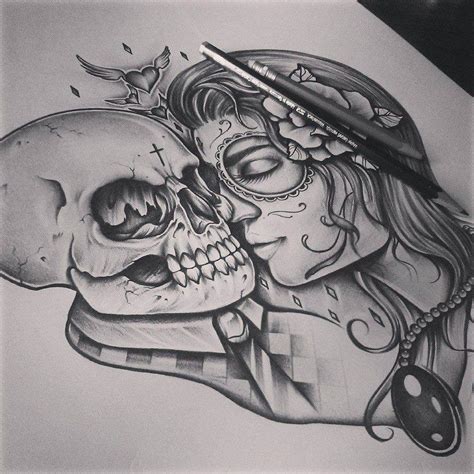 Skull Love | Skull couple tattoo, Sugar skull tattoos, Art tattoo