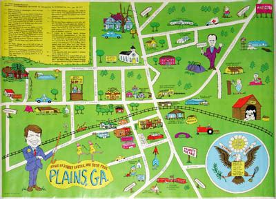 Map, Georgia, Plains, Pictorial, Jimmy Carter Presidential Memorabilia ...