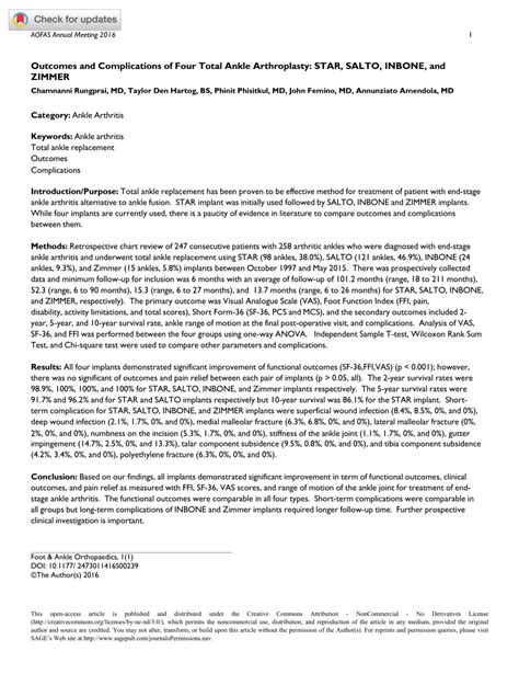 (PDF) Outcomes and Complications of Four Total Ankle Arthroplasty