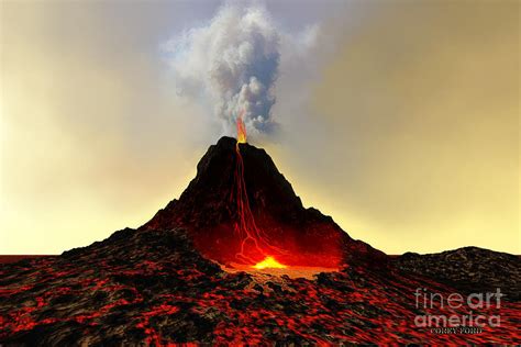 Active Volcano Painting by Corey Ford