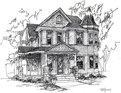 House Portrait Drawing Sketch Pen Ink-any Occasion Gift-free SHIPPING ...