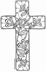 Floral Cross For You To Print & Color  coloring Page Coloring sketch template