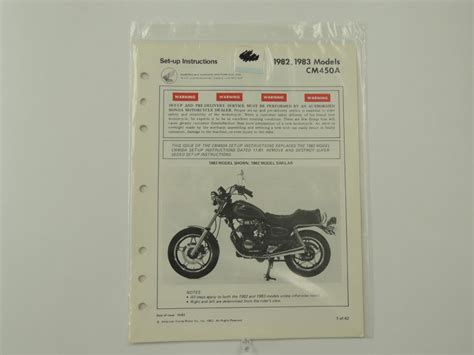 1982 1983 CM450A CM450 Set Up Instructions Factory Honda Manual L328 | eBay