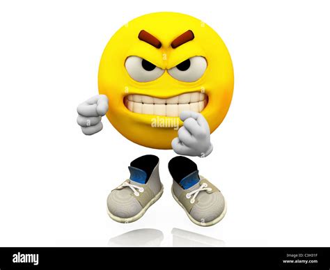 Smiley - Emoticon. Baring Teeth. Mad. Frustrated facial expression on a yellow face with large ...