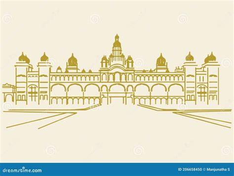 Sketch of Very Famous Mysore Palace Outline Editable Illustration Stock Vector - Illustration of ...