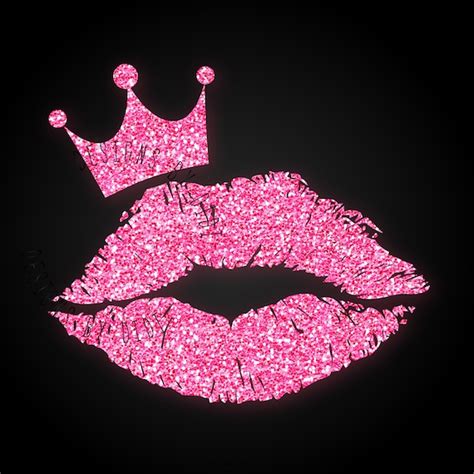 Instant Download Hot Pink Glitter Lips Crown Clipart Lips | Etsy