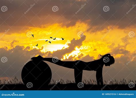 Pilates Silhouette at Sunset Stock Illustration - Illustration of ...