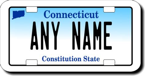 Personalized Connecticut License Plate for Bicycles, Kid's Bikes, Carts, Cars or Trucks