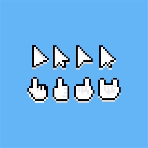 Pixel art cartoon icon cursor set. Vector | Premium Download