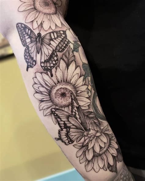 Sunflowers and Butterflies Tattoo | Tattoo Ideas and Inspiration | Sunflower tattoo sleeve ...