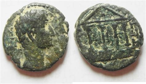 Judaea. Herodian dynasty. Herod Philip with Tiberius (4 BCE-34 CE) AE 18mm