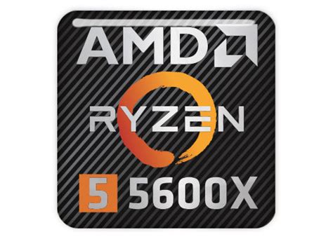 AMD Ryzen 5 5600X 1"x1" Chrome Effect Domed Case Badge / Sticker Logo ...