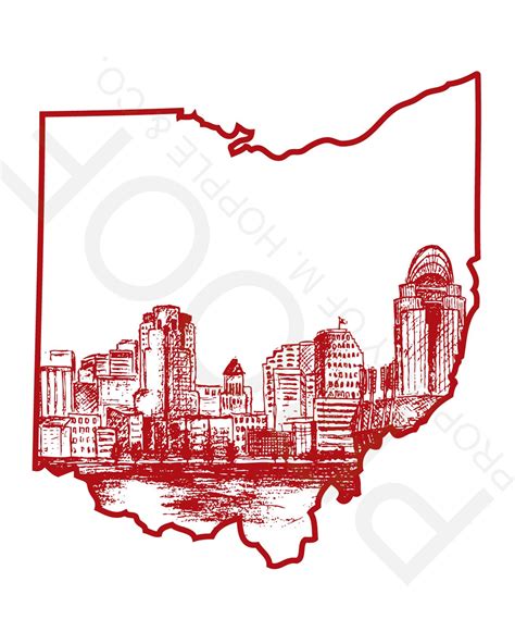 Cincinnati Skyline Ohio Silhouette Art Print - Etsy