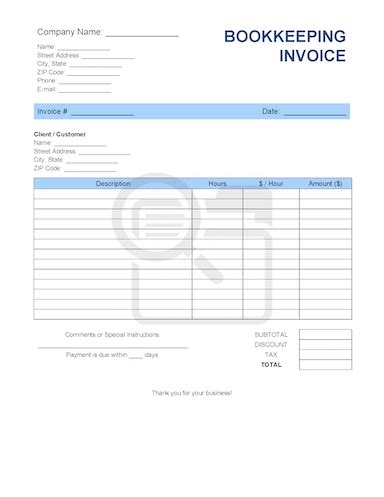 Bookkeeping Invoice Template | Invoice Generator