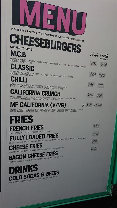 Menu at Zephyr Burgers restaurant, Plymouth, 8 Drake Circus