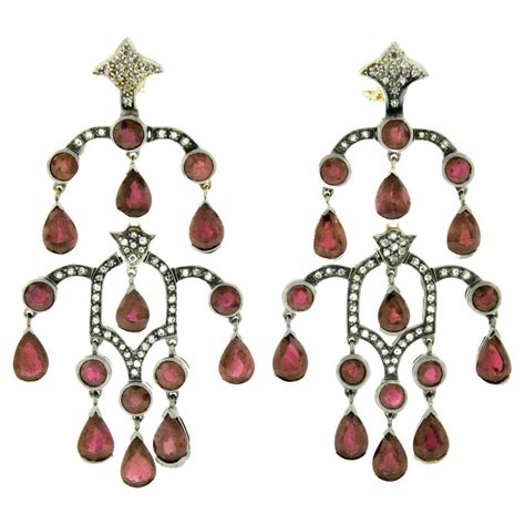 Ruby Diamond Chandelier Gold Drop Earrings For Sale at 1stDibs ...