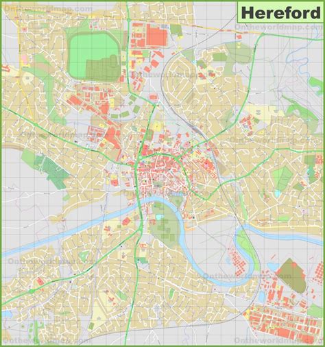 Detailed map of Hereford - Ontheworldmap.com