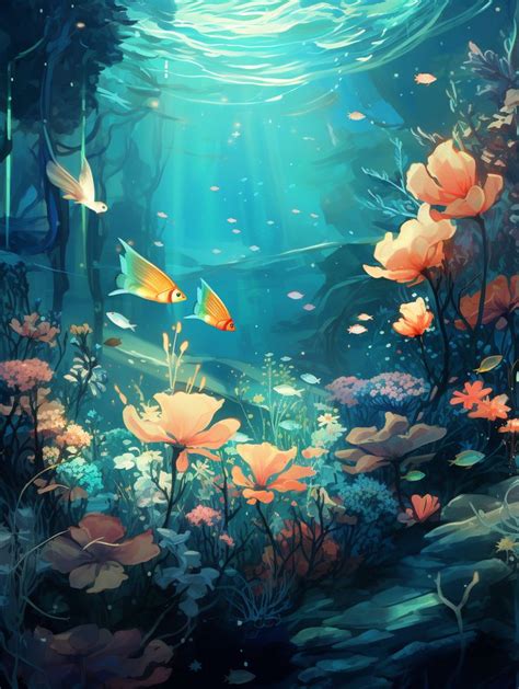 Underwater Wonders: Flowers and Butterflies Beneath the Waves in 2024 | Underwater painting ...