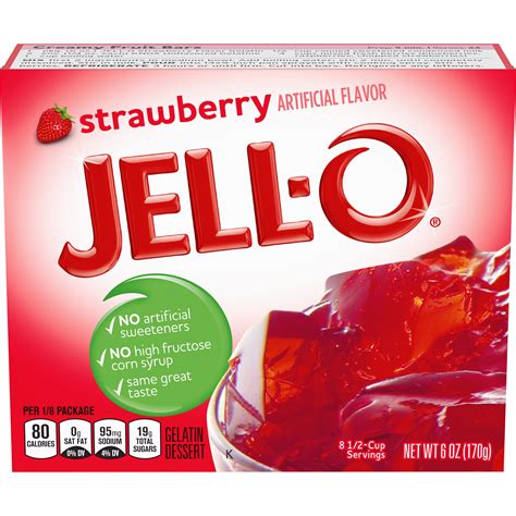 Jell-O Strawberry Gelatin Dessert Mix, 6 oz Box - Walmart.com