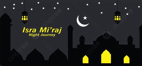 Isra Mi Raj With Black Mosque Background, Muhammad, Illustration ...