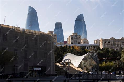 Premium Photo | The baku city skyline with the baku tower in the background