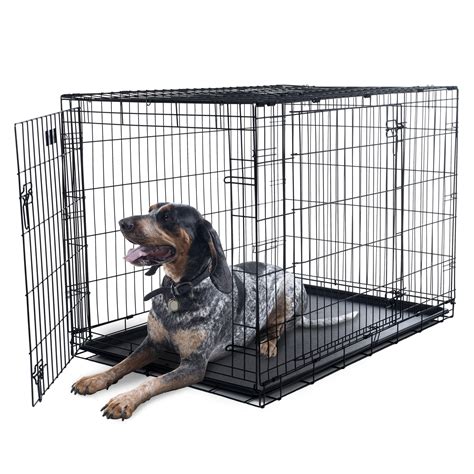 Dog Kennel – 42-inch Dog Crate with Doors for Front and Side Access – Collapsible Dog Crate with ...